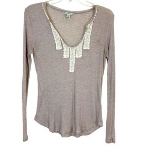 Banana Republic Lace Trim Long Sleeve Top M 🔥